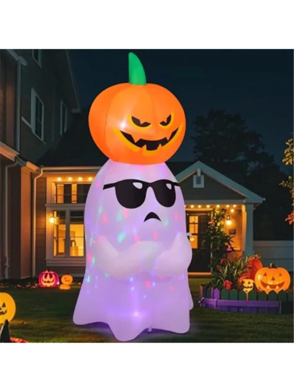 6.2 FT Halloween Inflatables Ghost with Pumpkin Outdoor Decorations Blow